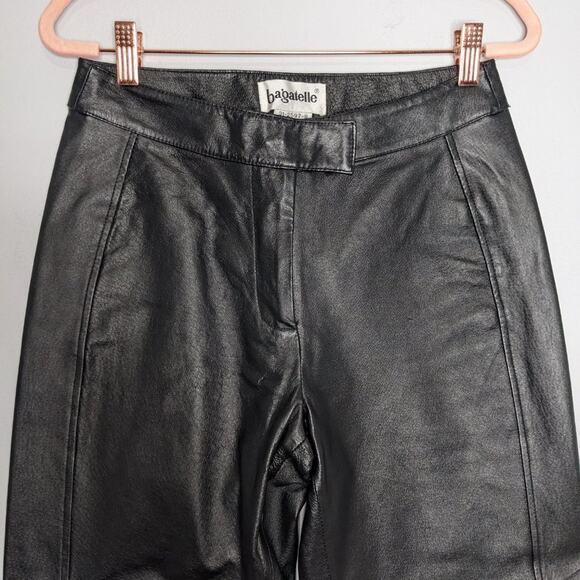 Bagatelle Vintage Black Leather Pants Relaxed Fit High Waist Size 4P - Picture 5 of 8